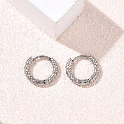 Stainless Steel Color Twist Textured 304 Stainless Steel Huggie Hoop Earrings, Stainless Steel Color, 12x2mm