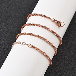 Розовое Золото Латунные цепочки из стерлингового серебра ожерелья для женщин, 304 из нержавеющей стали застежкой омар, стойки покрытие, без свинца и без кадмия, долговечный, розовое золото , 17.91 дюйм (45.5 см)