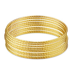 Brass Brass Buddhist Bangle Sets, Real 24K Gold Plated, 2-3/8 inch(6.2cm), 10pcs/set