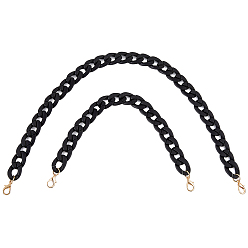 Черный 2 шт. 2 стили акриловые цепочки для телефона, цепочки для ремешков для телефона, чёрные, 377~605x21x6.5 мм