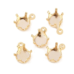 Настоящее золото 24K Латунь пришить настройки зубца, настройки когтей для остроконечных страз, плоские круглые прелести, без кадмия и без свинца, реальный 24 k позолоченный, 8x5x4.5 мм, отверстие : 0.8 мм, Размер лотка: 4 мм