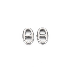 Stainless Steel Color 304 Stainless Steel Connector Charms, Oval, Stainless Steel Color, 10x6.5x2mm, Hole: 2.5mm