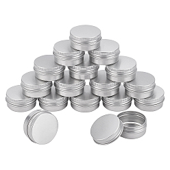 Platin Farbe Aluminiumbox, mit Schraubdeckel, Runde, Platin Farbe, 3.7x1.7 cm, Innendurchmesser: 3 cm, 36 pcs / set