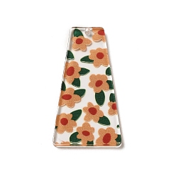 Темный Лосось Печатные акриловые подвески, трапециевидные, темный лосось, 44.5x23.5x2.5 мм, отверстие : 1.5 мм