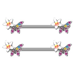 Платина Кольца для сосков из сплава, булавки для пирсинга сосков, бабочка, платина, 32 мм