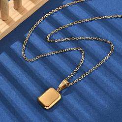 Rectangle 304 ожерелья с геометрическими подвесками из нержавеющей стали для женщин, реальный 18 k позолоченный, прямоугольные, 15.83 дюйм (40.2 см)