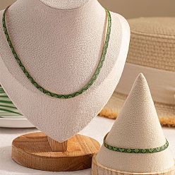 Желто-Зеленый Комплекты ожерелий и браслетов из сплава с леопардовым принтом в виде змеиной цепи, золотые, желто-зеленый, 400 мм