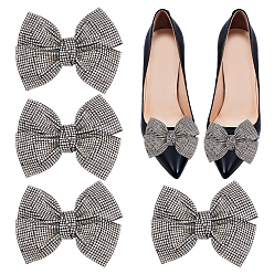 Черный 4зажимы для обуви со стразами шт., съемные украшения для обуви с бантом, чёрные, 74~75x92~93x22.5~23 мм