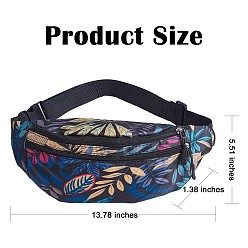 Dodger Blue Sports Waist Pack for Women, Adjustable Strap Fanny Pack, Leaves Print Crossbody, Bum Bag for Traveling Casual Running Hiking Cycling, Dodger Blue, 350x140x35mm