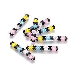 Black Handmade Japanese Seed Beads, with Japan Import Thread, Loom Pattern, Rectangle, Black, 28.5x4x2mm