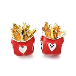 Food Эмали сплава Европейский бисером, бусины с большим отверстием, платина, картофель-фри, 15.5x13x8 мм, отверстие : 4.5 мм