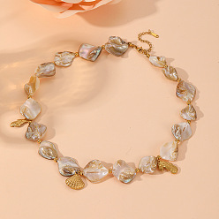 Sea Horse Летний пляж 304 подвеска из нержавеющей стали с морскими животными, натуральные ракушки, ожерелья из бисера для женщин, золотые, цвет морской раковины, морской конек, 15.75 дюйм (40 см)