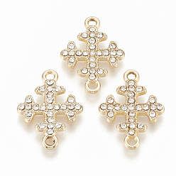 Light Gold Соединители звеньев сплава горный хрусталь, крестик, золотой свет, 22x16x2.5 мм, отверстие : 1.6 мм