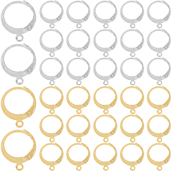 Real 24K Gold Plated & Stainless Steel Color 2 цвета 304 фурнитура для сережек с застежкой-ангуляркой из нержавеющей стали, с петлей, реальный 24 k позолоченный и цвет нержавеющей стали, 14.5x12x2 мм, отверстие : 1.2 мм, штифты : 0.8x1 мм, 100 шт / цвет, 200 шт / коробка
