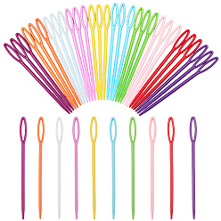 (52) Непрозрачная лаванда 100шт. пластиковые спицы для вязания пряжи, тупые иглы с большим ушком, детская игла, разноцветные, 90x0.7 мм