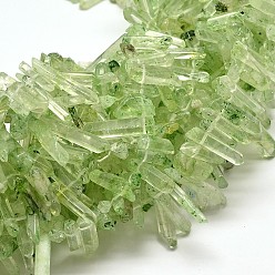 Jaune Vert Pépites de quartz naturel poli perles brins, teint, jaune vert, 8~12x3~7x5~6mm, Trou: 1mm, Environ 77 pcs/chapelet, 15.4 pouce