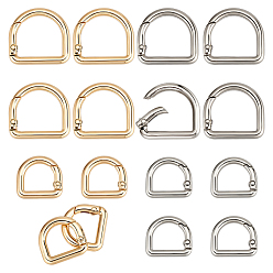 Platinum & Light Gold 16 шт 4 стили пружинные кольца из сплава, Буква D, платина и светлое золото, 21.5~28x22.5~30x4 мм, отверстие : 13.5~23.5x14.5~20 мм, 4 шт / стиль