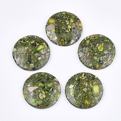 Lime Green Synthetic Gold Line Regalite/Imperial Jasper/Sea Sediment Jasper Pendants, Dyed, Flat Round, Lime Green, 40x7mm, Hole: 1.4mm