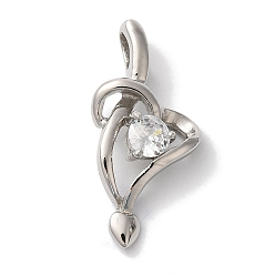 Нержавеющая Сталь Цвет 304 подвески из нержавеющей стали, с четким кубического циркония, сердце, цвет нержавеющей стали, 27x23.5x6.5 мм, отверстие : 4.5x3.5 мм