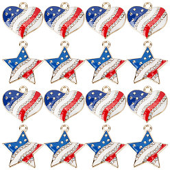 (52) Непрозрачная лаванда 20 шт 2 стиль подвески из сплава эмали, с кристально горный хрусталь, золотой свет, Сердце и звезда, разноцветные, 18.5x20x3.5 mm и 22x20x3.5 mm, 10 шт / стиль