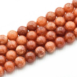 Сиена Природного кварца нитей бисера, окрашенные, круглые, имитация окаменелого коралла, цвет охры, 8~8.5 мм, отверстие : 0.9~1 мм, около 45~47 шт / нитка, 14.96~15.35 дюйм (38~39 см)
