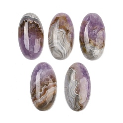 Натуральный Агат Подвески из натурального аметиста и кружевного агата, овальные амулеты, класс А, 48x26x8 мм, отверстие : 1.4 мм