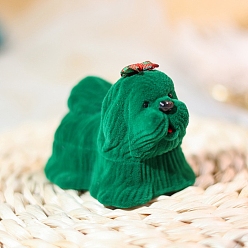 Зеленый Бархатный ящик для хранения мультяшной собаки для женщин, портативный чехол для колец, зелёные, 7x5.4x5.8 см