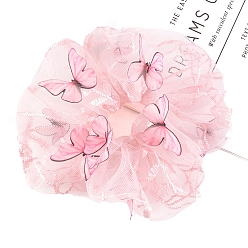 Бледно-Розовый Атласные эластичные аксессуары для волос в форме бабочки, для девочек или женщин, резинка для волос / резинки для волос, розовый жемчуг, 80 мм