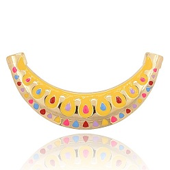 Gold Iron Enamel Links, Curving Tube, Moon, Golden, Gold, 125x29x3mm, Hole: 5mm
