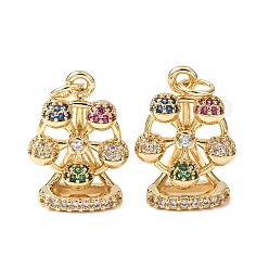 Ferris Wheel Латунные микро проложить кубического циркония подвески, без кадмия и без свинца, стойки покрытие, долговечный, с целью перехода в кольце, реальный 18 k позолоченный, 19x13.5x6.5 мм, отверстие : 3.5 мм