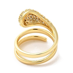 Настоящее золото 18K Латунные кольца-манжеты с микропаве и кубическим цирконием, слеза, реальный 18 k позолоченный, внутренний диаметр: 18 мм