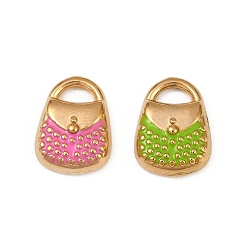 (52) Непрозрачная лаванда 304 из нержавеющей стали шармы эмали, сумочка очарование, ионное покрытие (ip), реальный 18 k позолоченный, разноцветные, 13.5x10x3.5 мм, отверстие : 2x4 мм