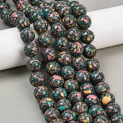 Разноцветный Природный агат бисер нитей, круглые, окрашенные, красочный, 14 мм, отверстие : 1 мм, около 28 шт / нитка, 15.55'' (39.5 см)