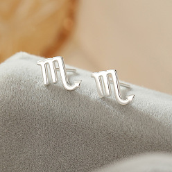 Скорпион 925 стерлингового серебра серьги стержня, серебряные, Скорпион, 10x10 мм