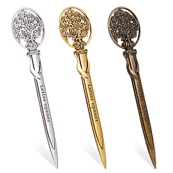 (52) Непрозрачная лаванда 3 шт 3 цвета цинковый сплав открывалка для конвертов, офисный писатель, кольцо с деревом, разноцветные, 129x34.5x4 мм, 1 шт / цвет