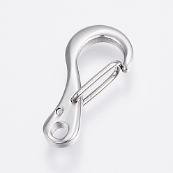 Stainless Steel Color 304 Stainless Steel Keychain Clasp Findings, Stainless Steel Color, 21x10x2~4mm, Hole: 2.5mm
