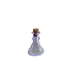 Lavender Miniature Glass Empty Wishing Bottles, with Cork Stopper, Micro Landscape Garden Dollhouse Accessories, Photography Props Decorations, Lavender, 22x27mm