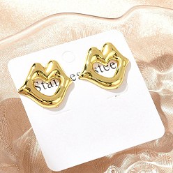 Золотой Губы 304 серьги-гвоздики из нержавеющей стали, золотые, 20x22 мм