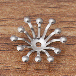 Платина Шапочки и конусы для бусин, латунные, аксессуары для волос, цветок, платина, 13 мм