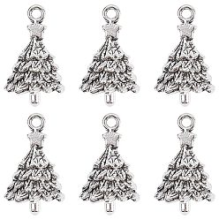 Античное Серебро 60 шт. Подвески из сплава в тибетском стиле, без свинца и без кадмия, рождественская елка, на Рождество, античное серебро, 18x12x12 мм, отверстие : 2 мм