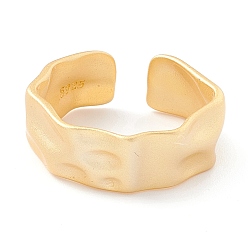 Матовый Золотой Цвет 925 кольца-манжеты из стерлингового серебра для девушек, регулируемые матовые открытые кольца, скрученная кованая гладкая лента, матовый золотой цвет, размер США 6 1/2 (16.9 мм)