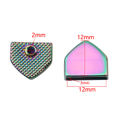 Rainbow Color Alloy Bag Zipper Stopper, Bag Zipper Tail Replacement Accessorieas, Pentagon, Rainbow Color, 1.2cm, Hole: 2mm, Inner Diameter: 0.3x1.2cm