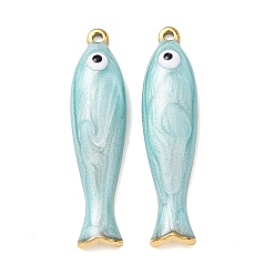 Бледно-бирюзовый 304 подвески из нержавеющей стали, с эмалью, рыбы прелести, реальный 18 k позолоченный, ионное покрытие (ip), бледные бирюзовая, 35x8.5x4 мм, отверстие : 1.4 мм