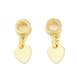 Сердце Латунные подвески, без свинца и без кадмия, реальный 18 k позолоченный, сердце, 13.5 мм, Кулон : 6x5.5x1 мм, отверстие : 2.5 мм