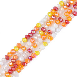 Orange Glass Beads Strands, Faceted, Rondelle, Orange, 3.5x3mm, Hole: 0.9mm, about 130Pcs/strand, 14.37 inch(36.5cm)