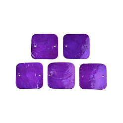 Blue Violet Spray Painted Capiz Shell Pendants, Square, Blue Violet, 43x43x1~2mm, Hole: 2mm