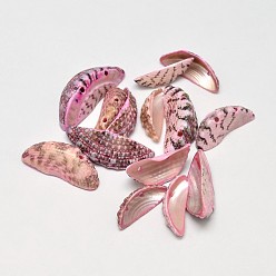 Plum Dyed Natural Shell Half Moon Beads, Plum, 17~26x8~15x5~7mm, Hole: 1mm, about 650pcs/500g