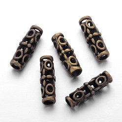 Antique Bronze Tibetan Metal Cadmium Free & Nickel Free & Lead Free, Column, Antique Bronze Color, 18x7mm, Hole: 3mm