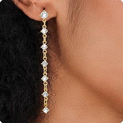 Золотой Плоские круглые серьги-гвоздики с кисточками из латуни с микропаве из прозрачных кубических цирконий, золотые, 45 мм