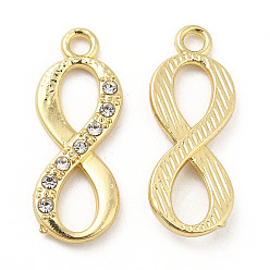 Light Gold Подвески из сплава , с кристально горный хрусталь, очарование бесконечности, без свинца и без кадмия, золотой свет, 27x10.5x3 мм, отверстие : 2.5 мм
